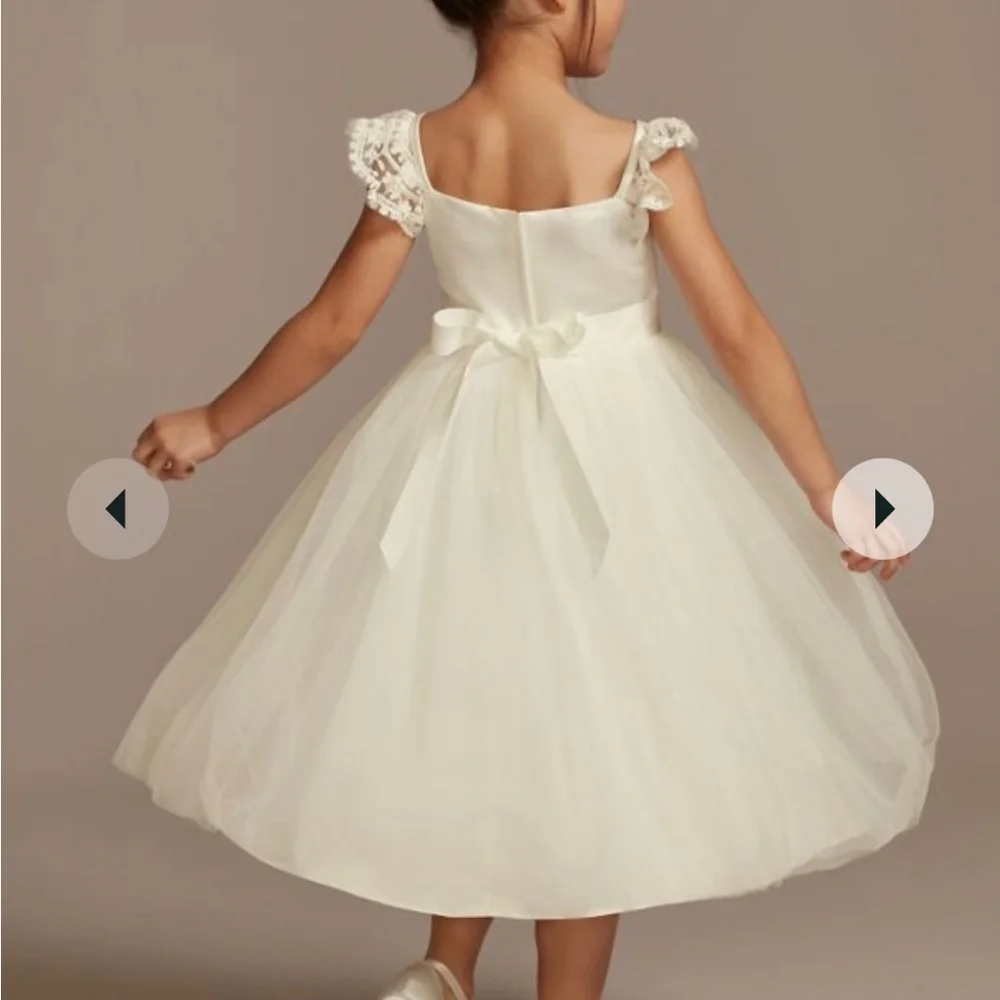 DAVID'S BRIDAL crochet flower girl dress- does NOT include basket or wreath